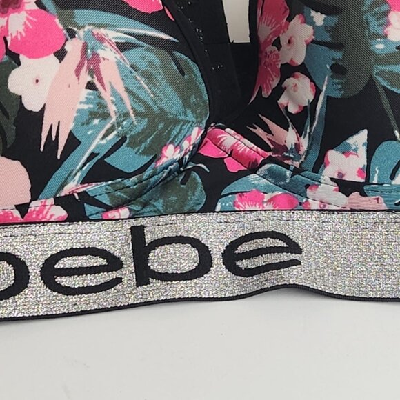 bebe | Tropical Print | Racerback Sports Bra | Size Large - Picture 2 of 8